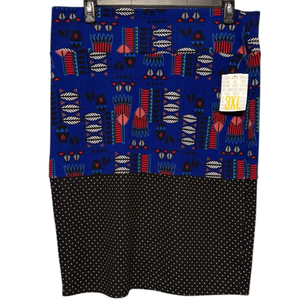 LuLaRoe Blue Red Pencil Skirt Casual Knee-length